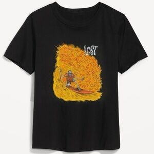 Black Shirt w/ Skeleton Surfing On Fire by Lost